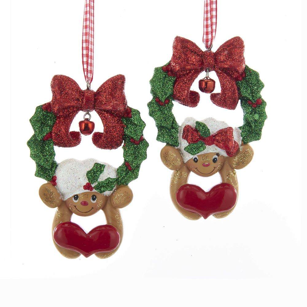 Shop now in UK H5525 Kurt S. Adler Gingerbread boy & girl wreath 2 assorted