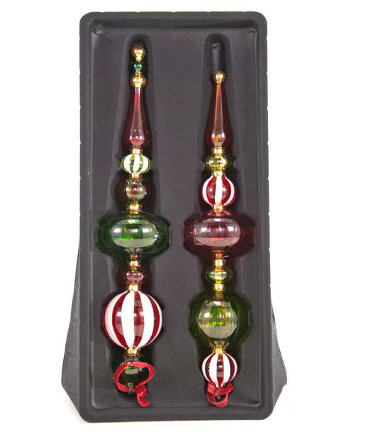 Shop now in UK Katherine's Collection 18-643001 Painted Glass Finial Ornaments Assortment of 2 in Box