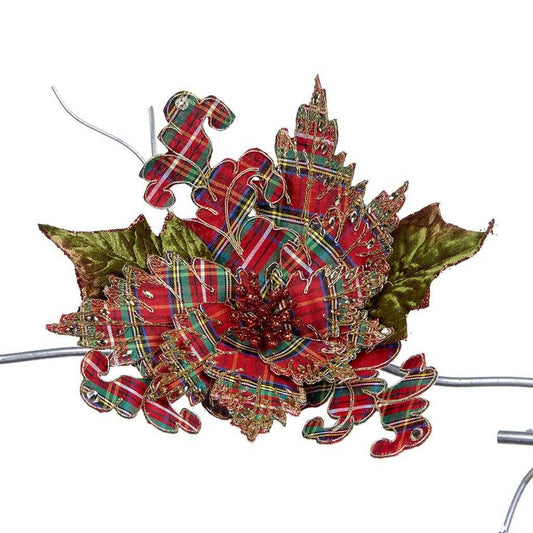 Shop now in UK Katherine's Collection Wishes Plaid Poinsettia On Clip KC 33-933611