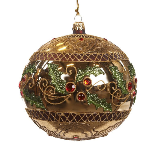 Shop now in UK Katherine's Collection Glass Traditional Holly Ball Gold KC L 02-731179