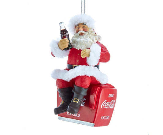 Shop now in UK Kurt Adler 4" Coke Santa On Cooler Ornament CC9172