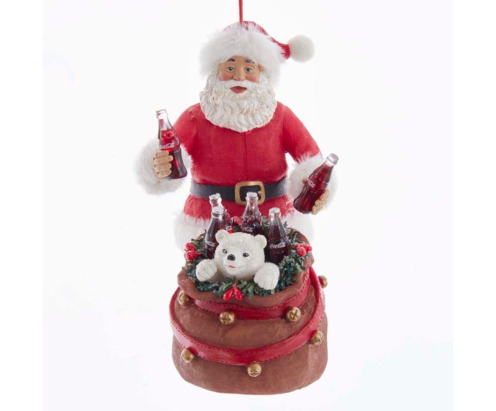Shop now in UK Kurt Adler 5.75" Coke Santa With Polar Bear In Sack CC9202