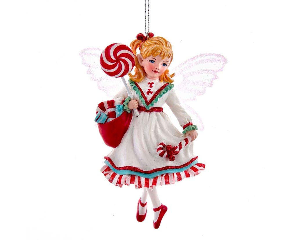 Shop now in UK Kurt Adler 5.5" Retro Fairy With Candycane Lollipop E0433