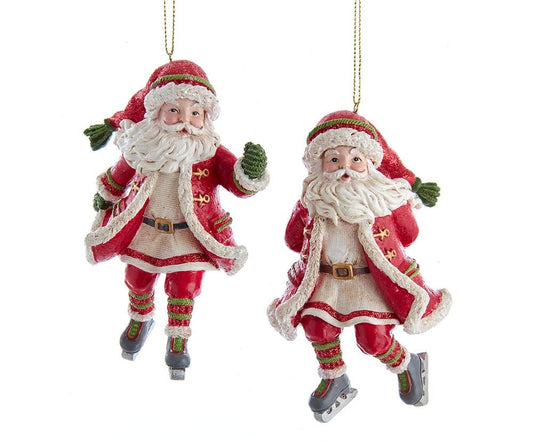 Shop now in UK Kurt Adler 4.75" Resin Skating Santa Ornament 2 Assorted E0563