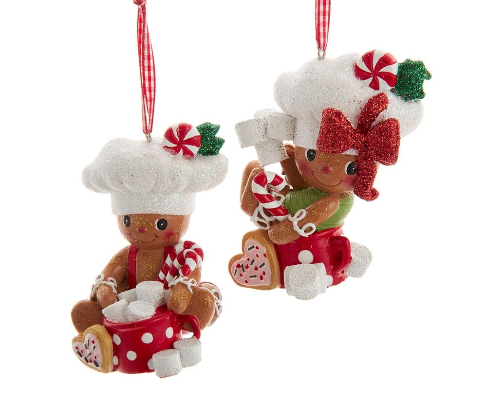 Shop now in UK Kurt Adler 3.75" Gingerbread Boy Girl Cocoa Marshmallow H5626