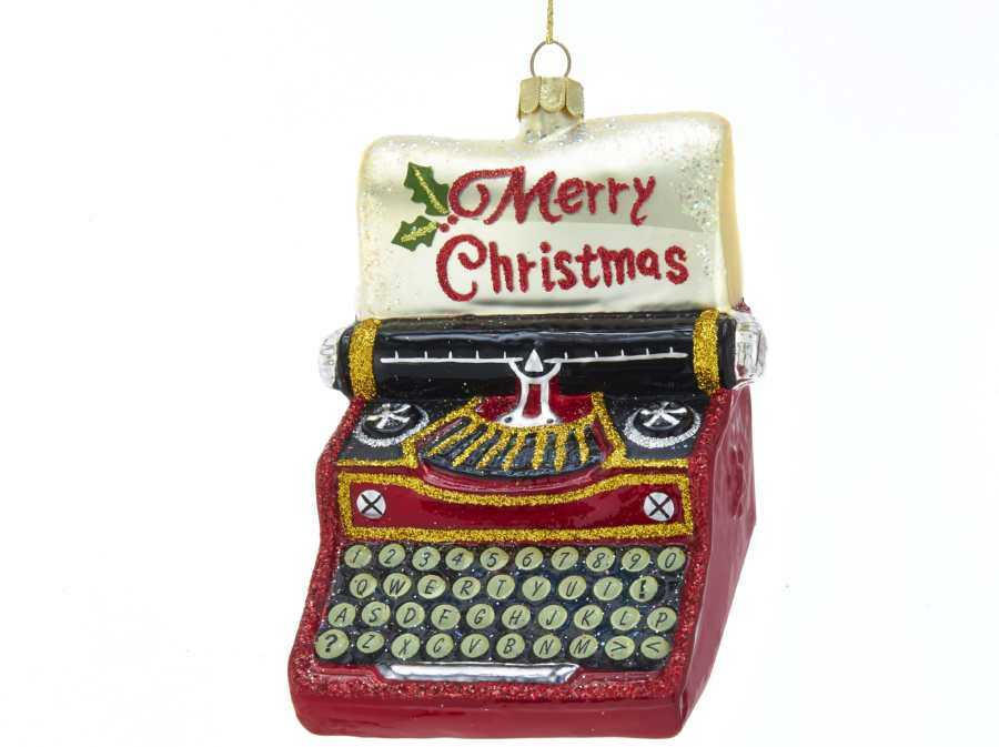 Shop now in UK Kurt Adler NB1480 Gls Merry Christmas Typewriter