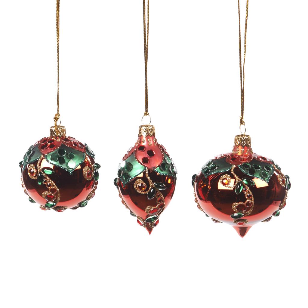 Shop now in UK Glass Mini Floral Ball Ornament 3 Assorted L 20184