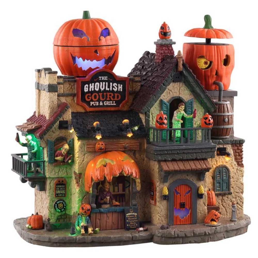 Shop now in UK Lemax The Ghoulish Gourd Pub And Grill 05602 - Lemax Spooky Town Halloween Village