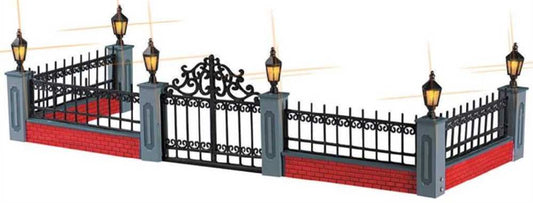 Shop now in UK Lemax Lighted Wrought Iron Fence 54303 - Lemax Christmas Village