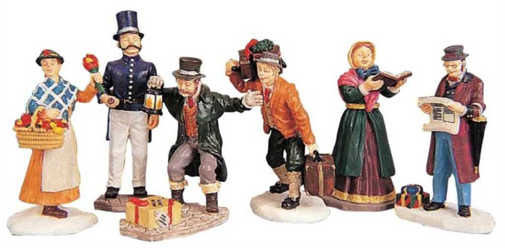 Shop now in UK Lemax Townsfolk Figurines Set Of 6 92355 - Lemax Caddington Village