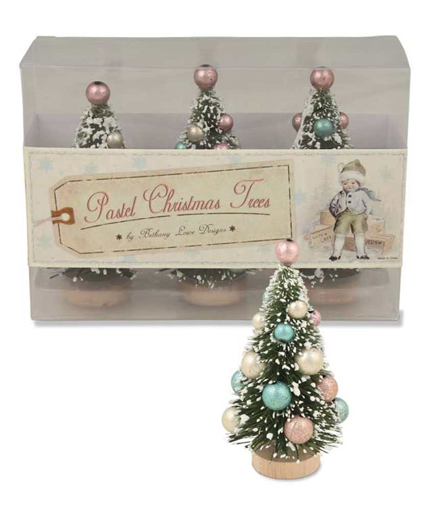 Shop now in UK LG4432 Bethany Lowe Pastel Mini Christmas Trees in Box