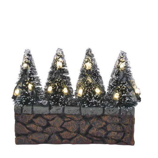 Shop now in UK Luville Collectables Bristle trees on stone wall with white light battery operated 611187