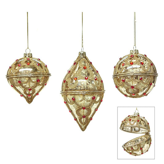 Shop now in UK Glass Antique Jewel Box Ornament 3 Assorted P 37353