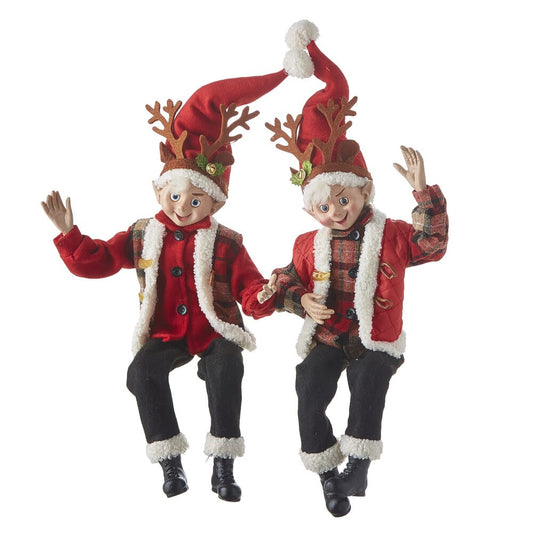 Shop now in UK Raz Imports 16inch Posable Elf with Reindeer Antlers 4102265 2 Assorted