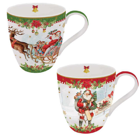 Shop now in UK Christmas Tableware: Set 2 Porcelain mugs in colour box