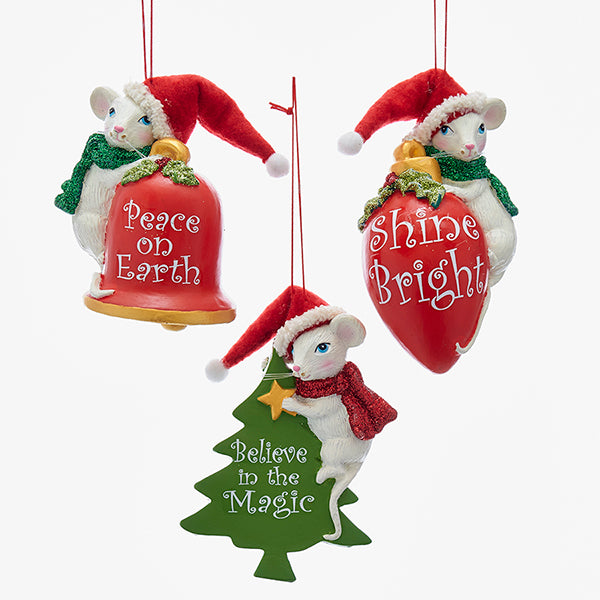 Shop now in UK Kurt S. Adler NYC T2195 Santa Mouse Ornament 3 Assorted