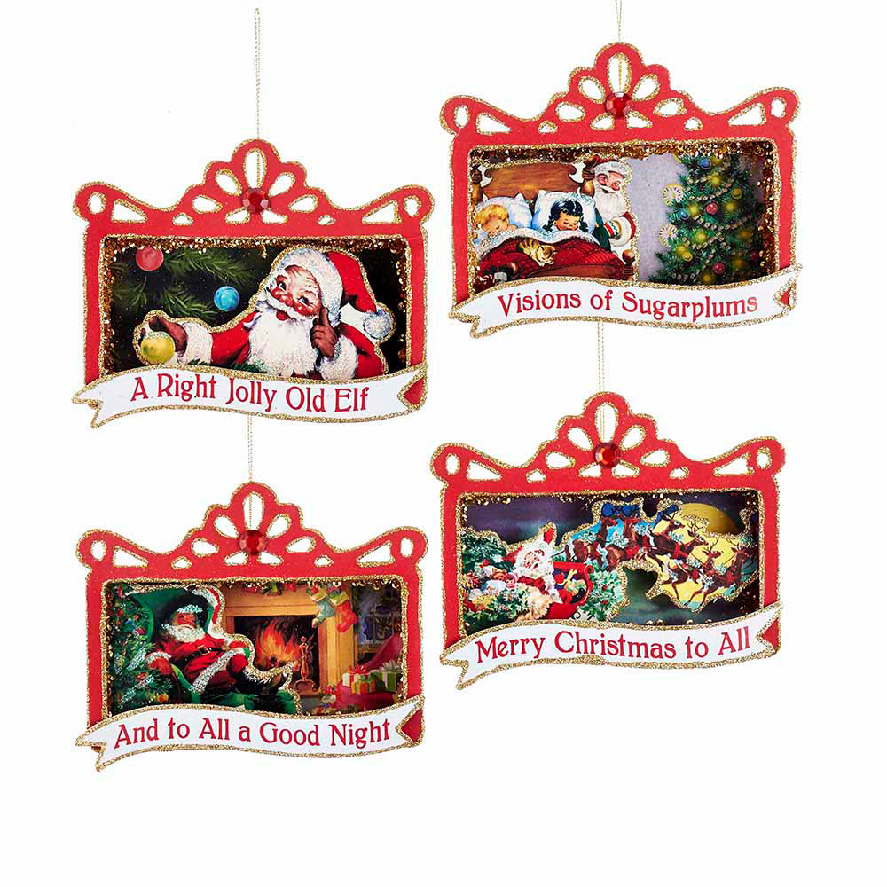 Shop now in UK Kurt S. Adler NYC TD1528 Paper Retro Santa Frame Ornament 4 Assorted