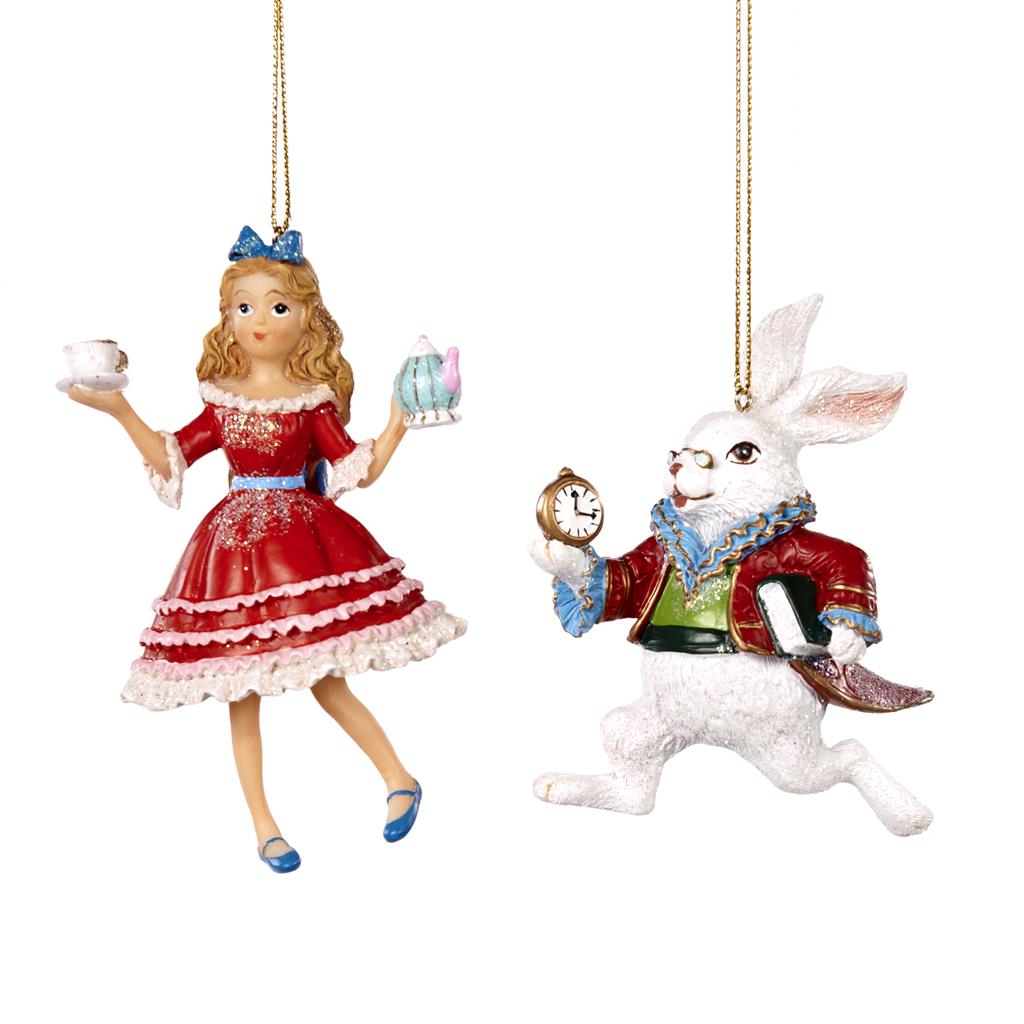 Shop now in UK Alice in Wonderland and Too Late Rabbit Ornament 2 Assorted TR 27510
