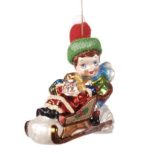 Shop now in UK Glass Kid with Sleigh Ornament TR 27002
