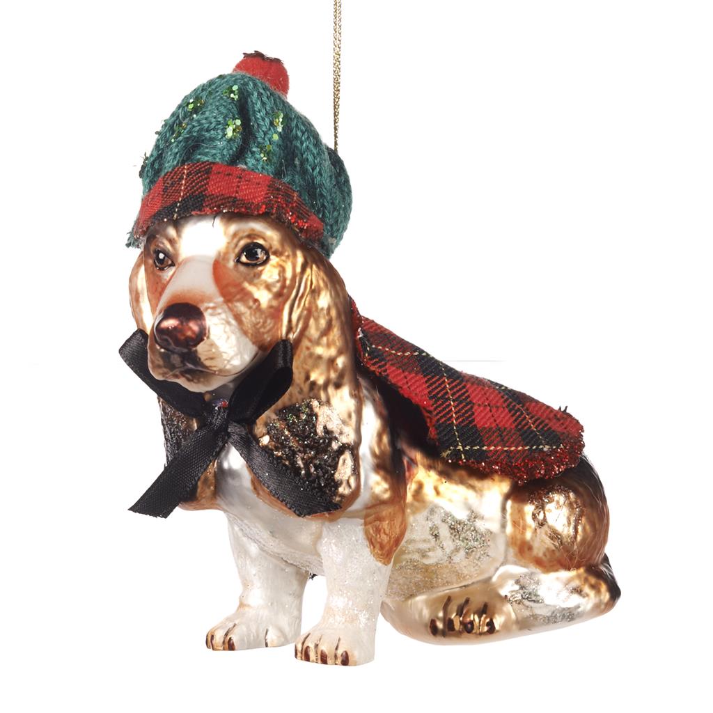 Shop now in UK Glass Tartan Dog Ornament TR 27062