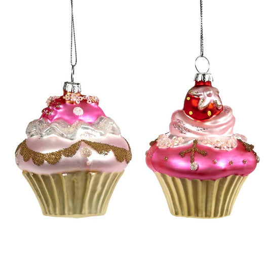 Shop now in UK Glass Cupcake Ornament 2 Assorted TR 27083