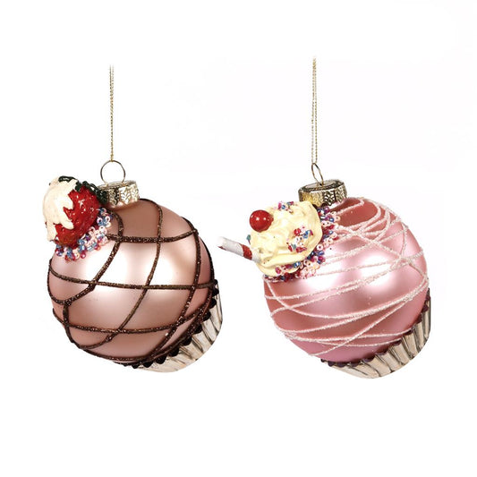 Shop now in UK Glass Cupcake Ball Ornament 2 Assorted TR 27424