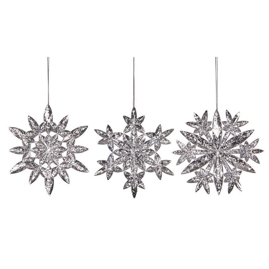 Shop now in UK Antique Facet Snowflake Ornament 3 Assorted TR 28028